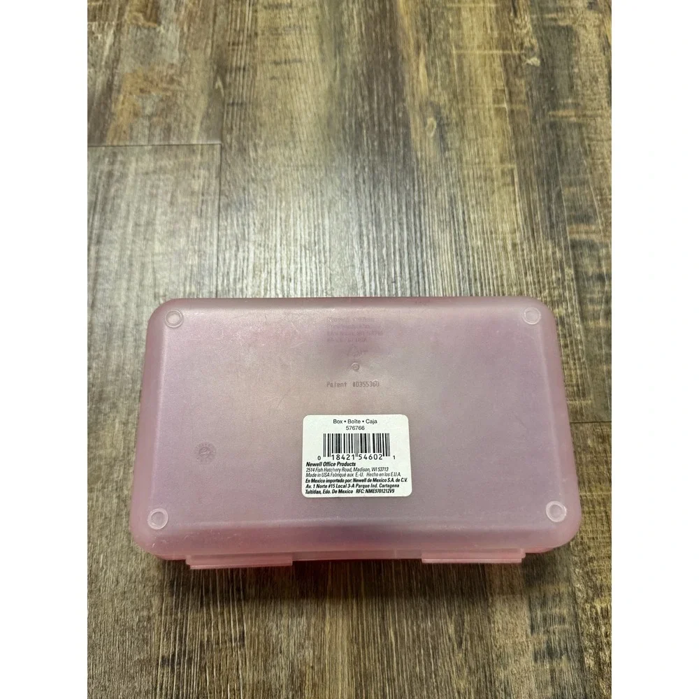 Vintage SpaceMaker Pencil Box Translucent Red Newell Office Products 576766 USA